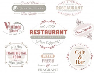Ornate vintage logo for cafe restaurant set vector