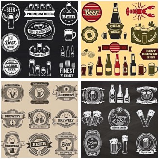 Retro beer logotypes and badges set vector