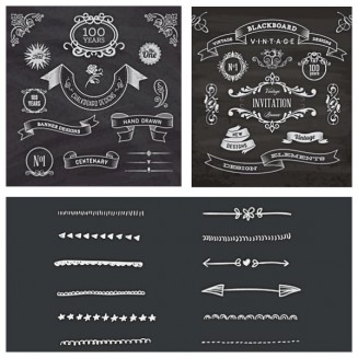 Chalkboard calligraphic ornaments and borders set vector 