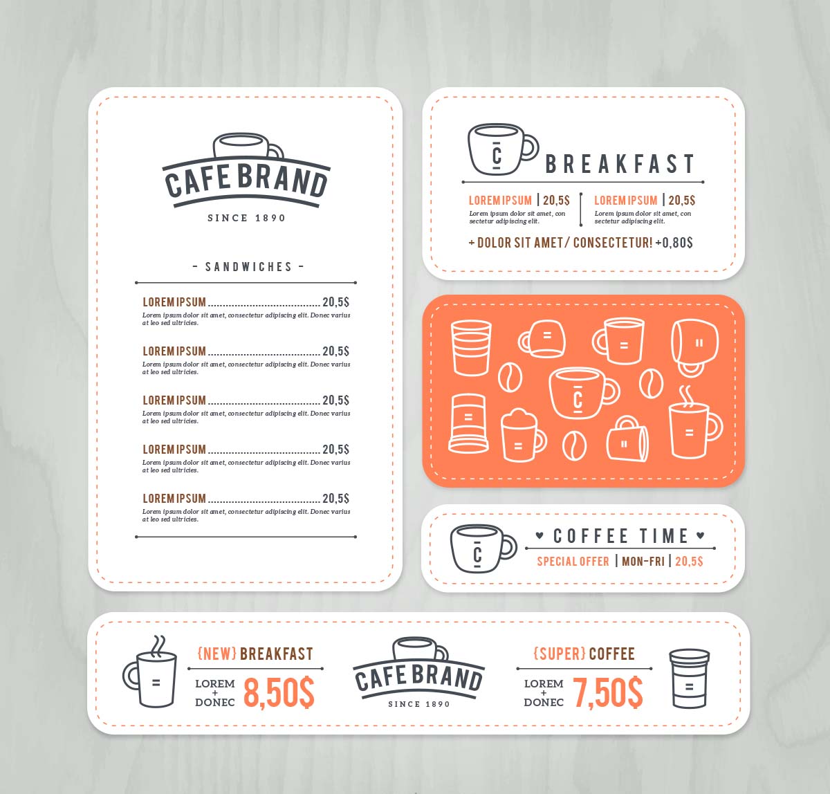 Restaurant menu card template set vector