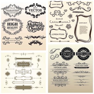 Vintage calligraphic ornaments frames and borders set vector