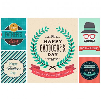 Fathers day postcard hipster set vector