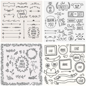 Calligraphic ornaments and borders set vector