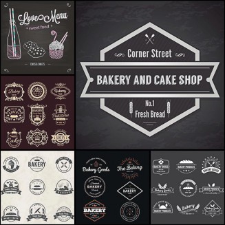 Bakery badges and logotypes cafe set vector