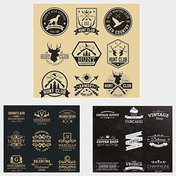 Hipster retro labels badges logotypes set vector