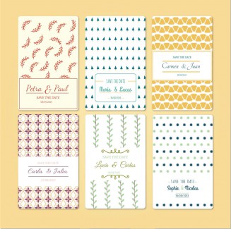 Wedding cards modern pattern set vector