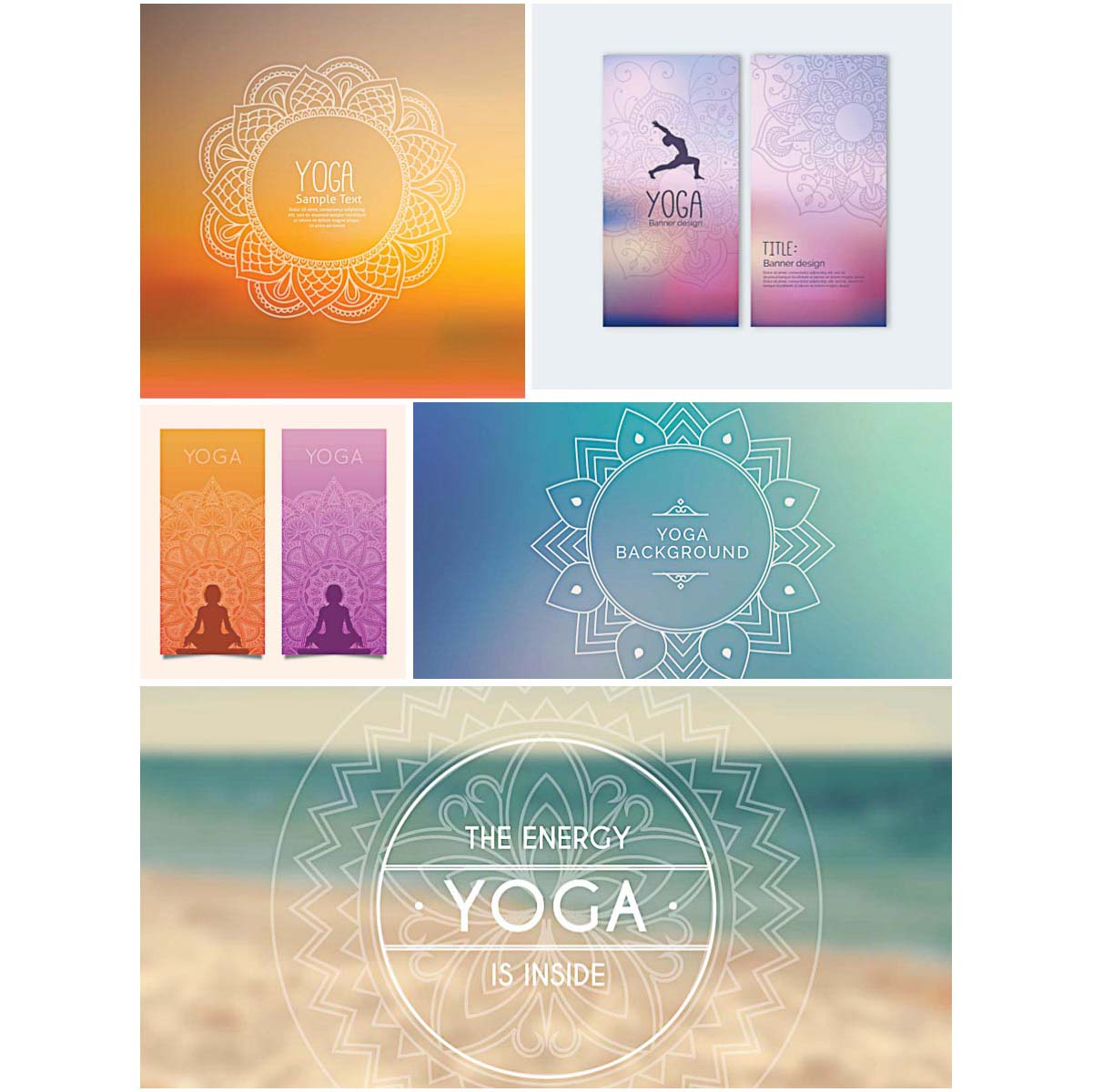 Yoga banners set vector | Free download