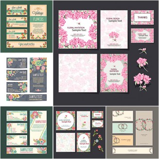 Floral corporate identity set vector