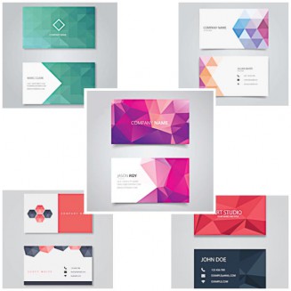 Business cards with polygons modern set vector