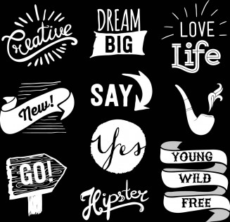 Hand drawn hipster elements badges and labels set vector