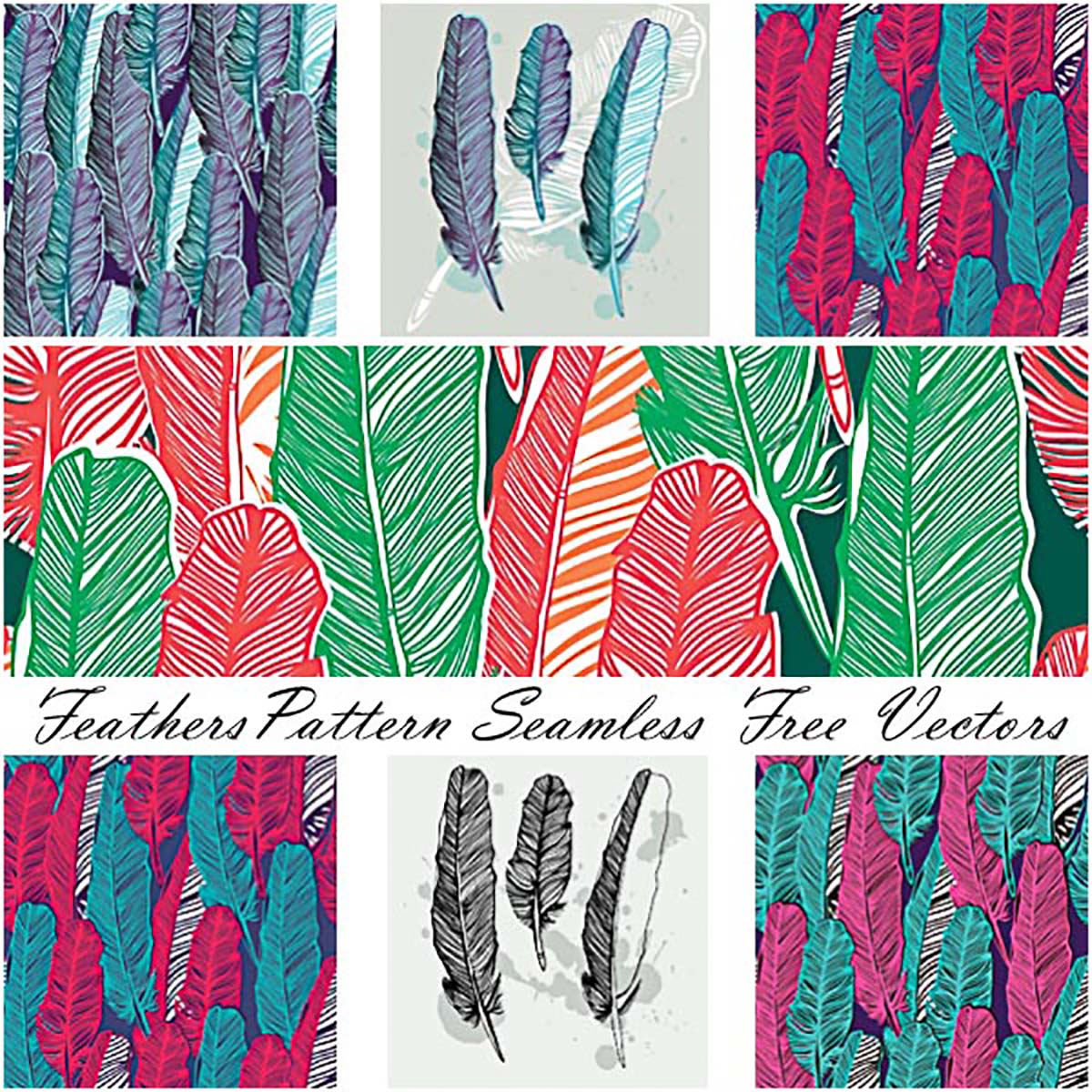Feather seamless pattern free vector art