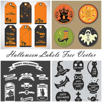 Halloween cards and labels sketchy vector 