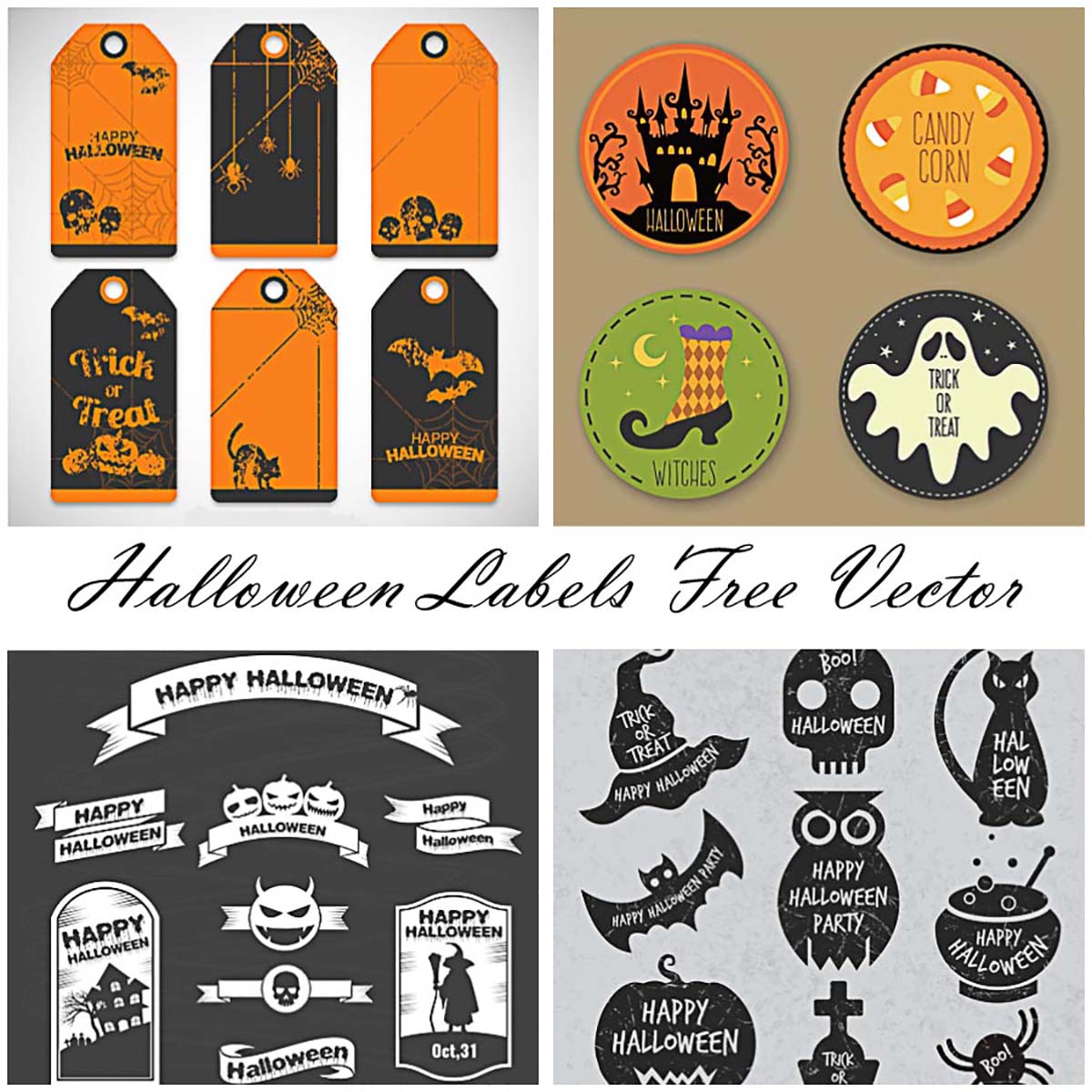 Halloween cards and labels sketchy vector