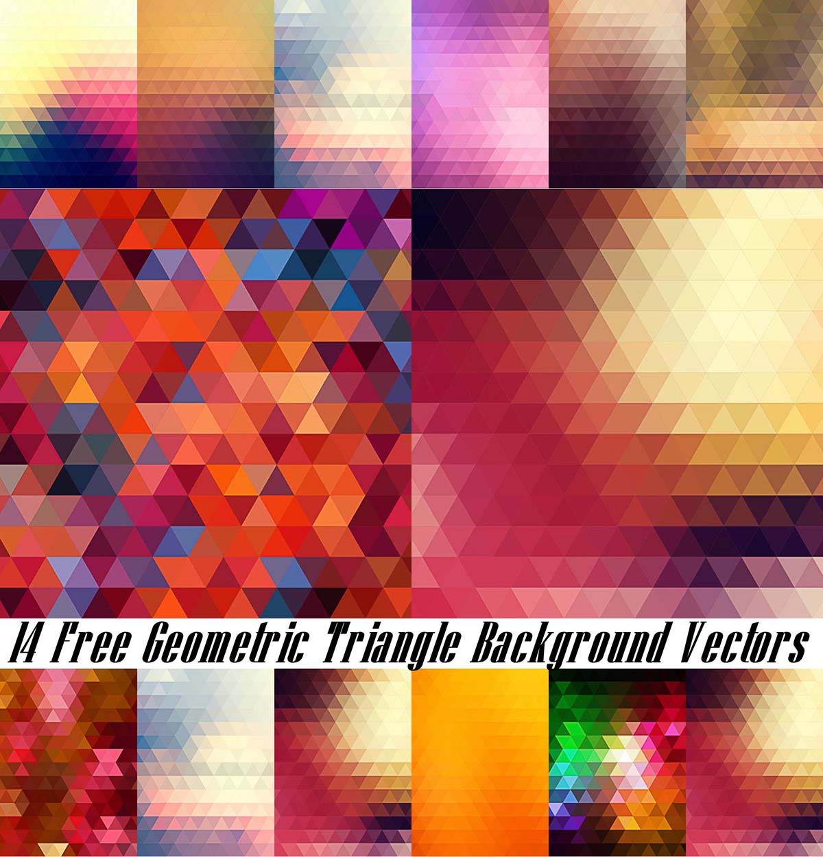 Colored triangle vector backgrounds set
