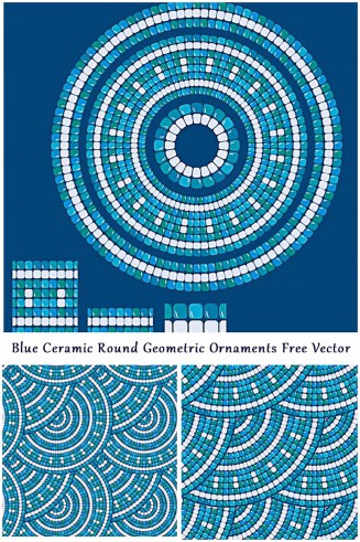 Blue mosaic seamless pattern free vector 
