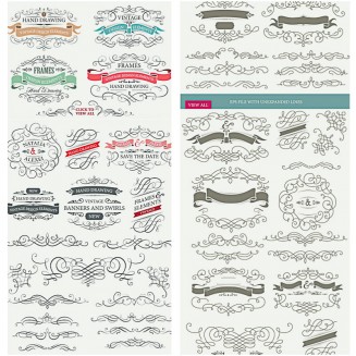 Vintage calligraphic ornaments and frames design vector