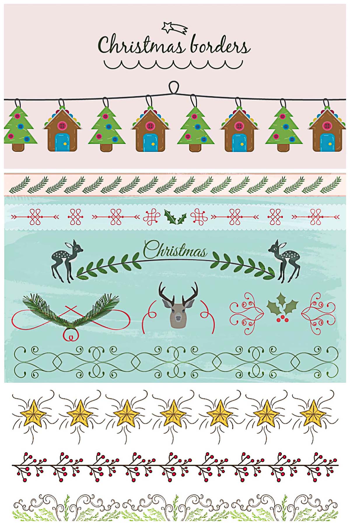 Christmas borders and dividers cute vector collection | Free download