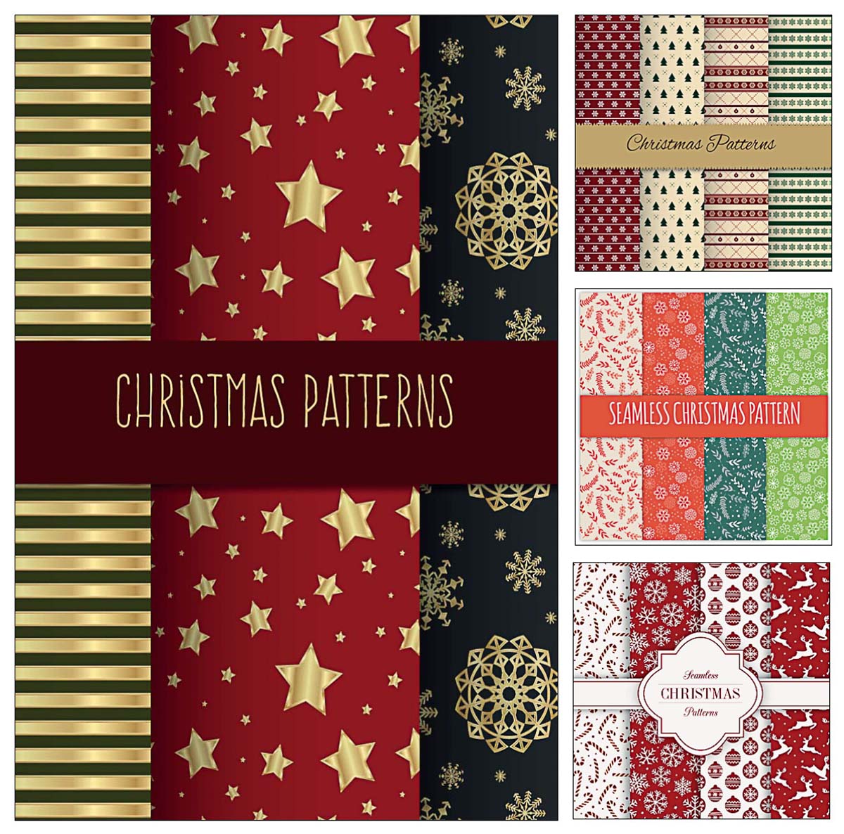 Cute Christmas patterns wrapping paper vector