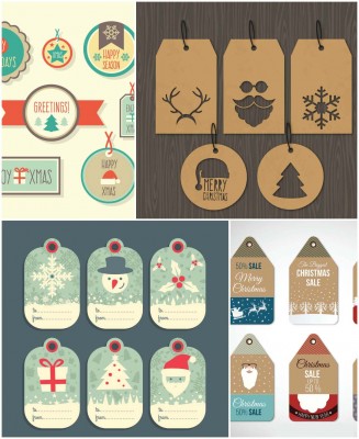 retro tag fot Christmas and New Year sales vector