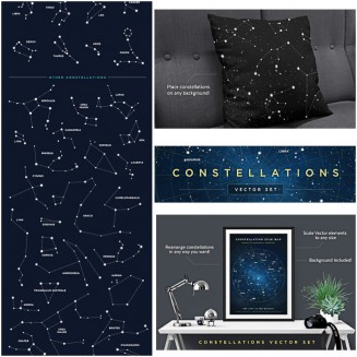 Constellations backrounds and illustrations vector set