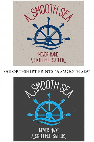 Sailor t-shirt print with steering wheel free vector