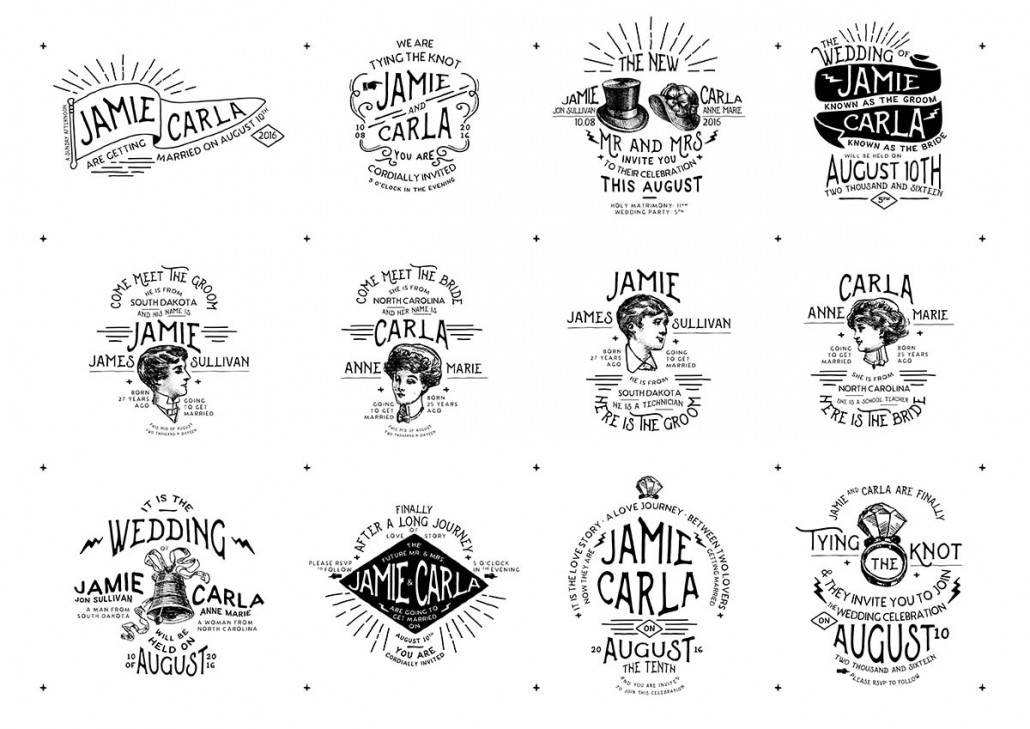 Download Vintage wedding badges and stickers vector | Free download