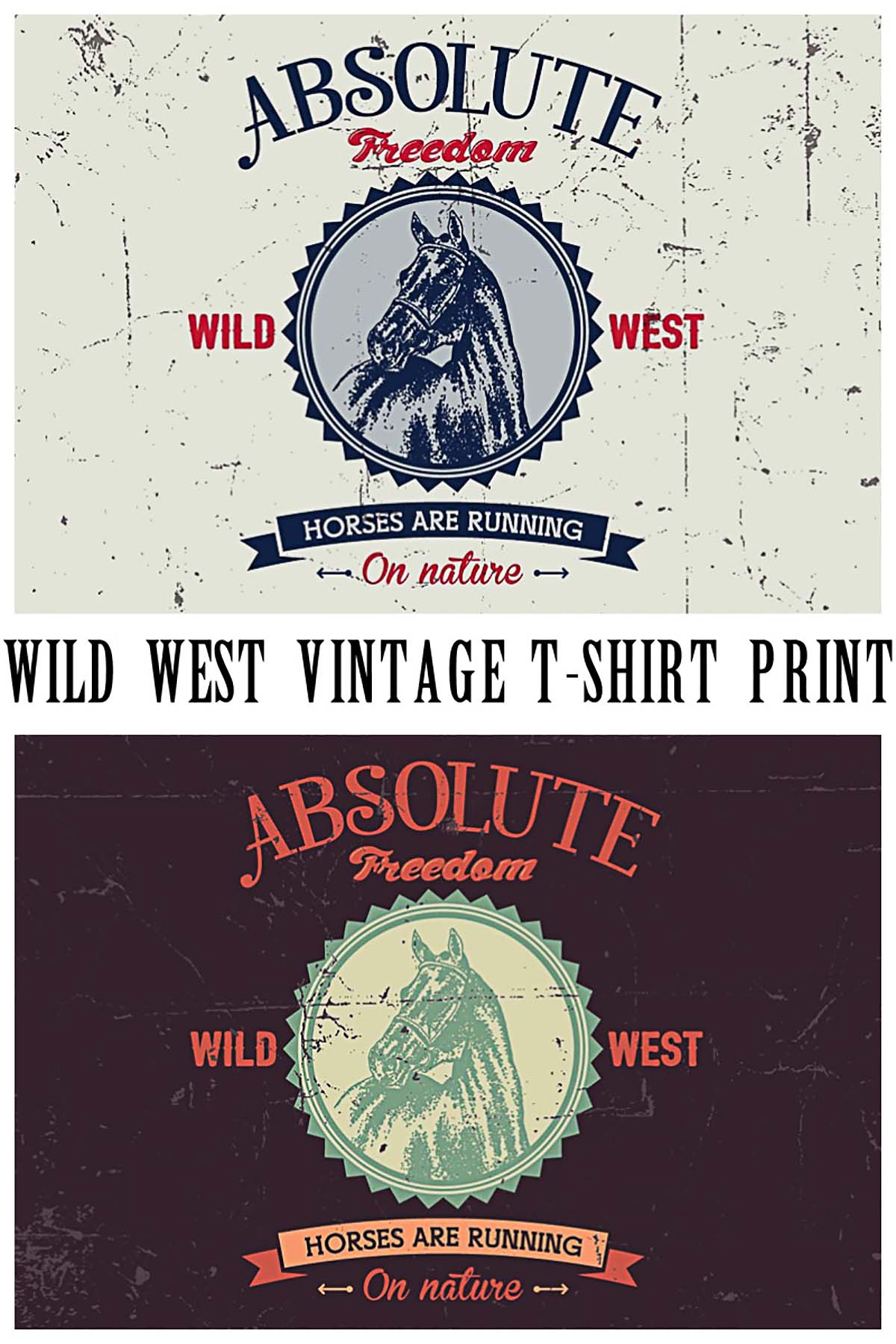 Absolute freedom with horse t-shirt design print free vector