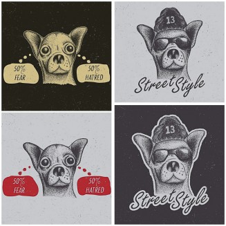 T-shirt design dog chihuahua dotwork free print