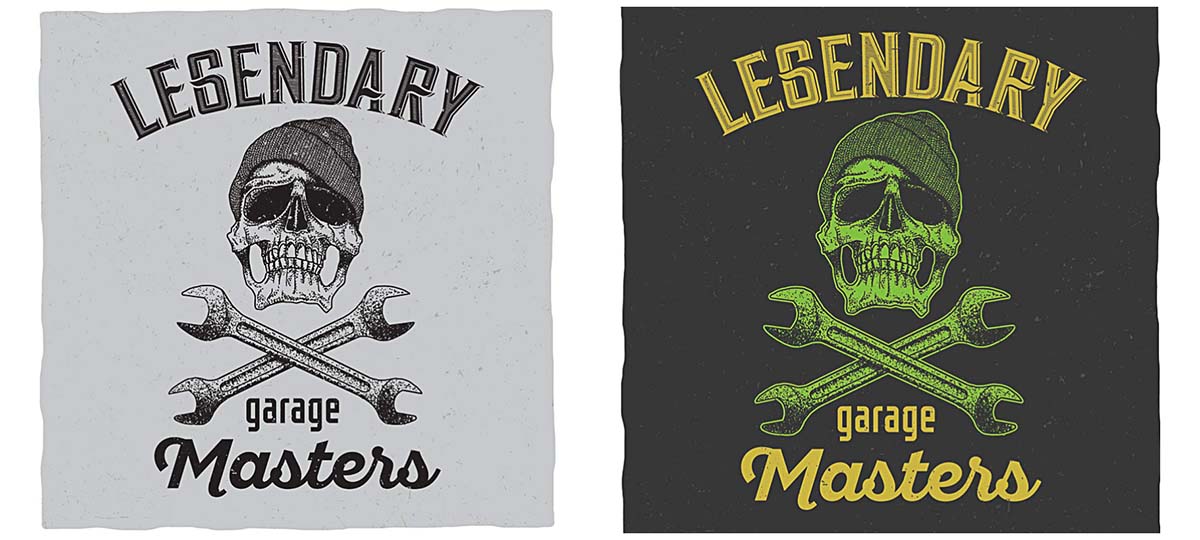 Garage masters T-Shirt design with skull illustration vector