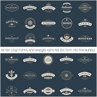 Hipster logotypes  and badges retro vector set 