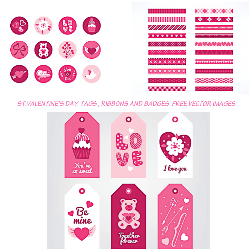 Valnetine's day elements vector pack