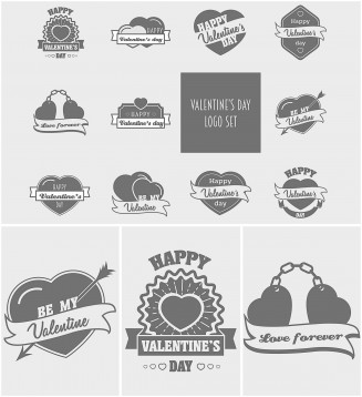 Valentine's day logo with hearts set vector