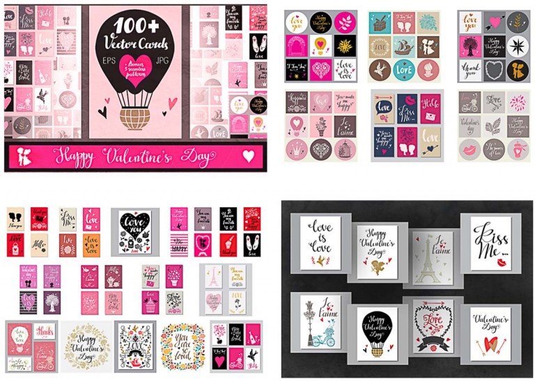 Download 100 Valentines day cute cards vector bundle | Free download