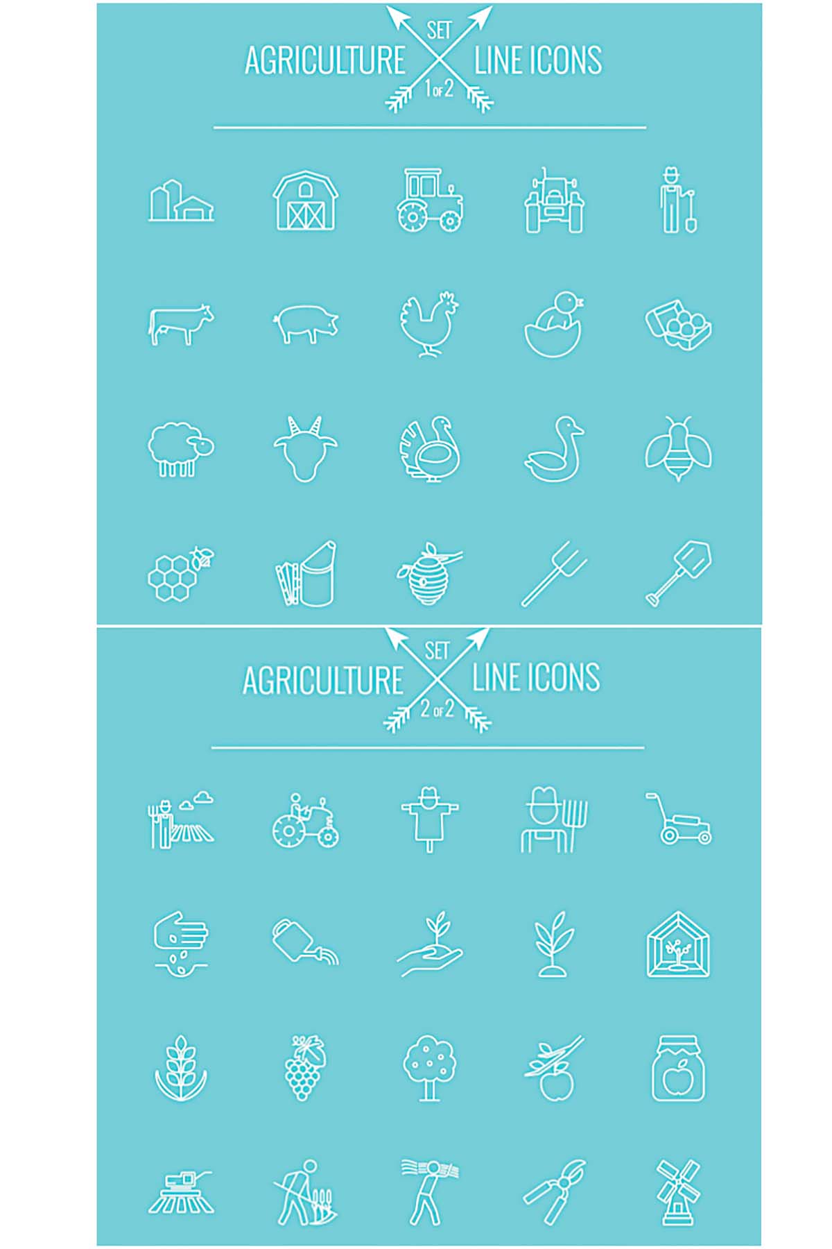 Agriculture clipart and icons vector set