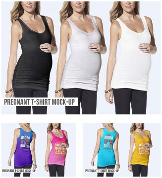 Pregnant woman t-shirt mockup set
