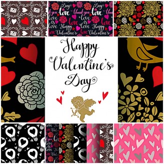 Valentine's day patterns and background romantic vector