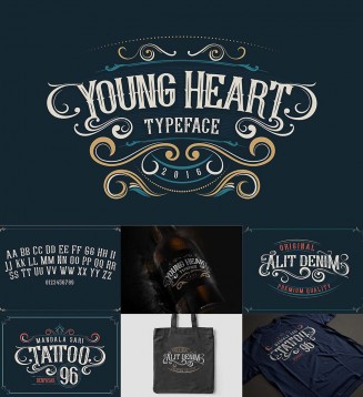 Young heart western style font