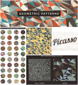 Geometric vector patterns cubist set
