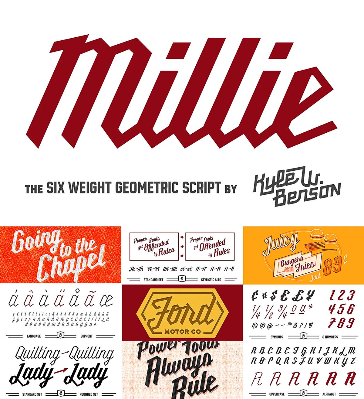 Millie round and geometic script and font set
