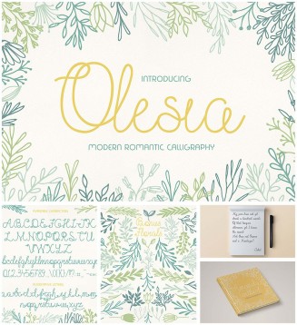 Olesia font with floral elements