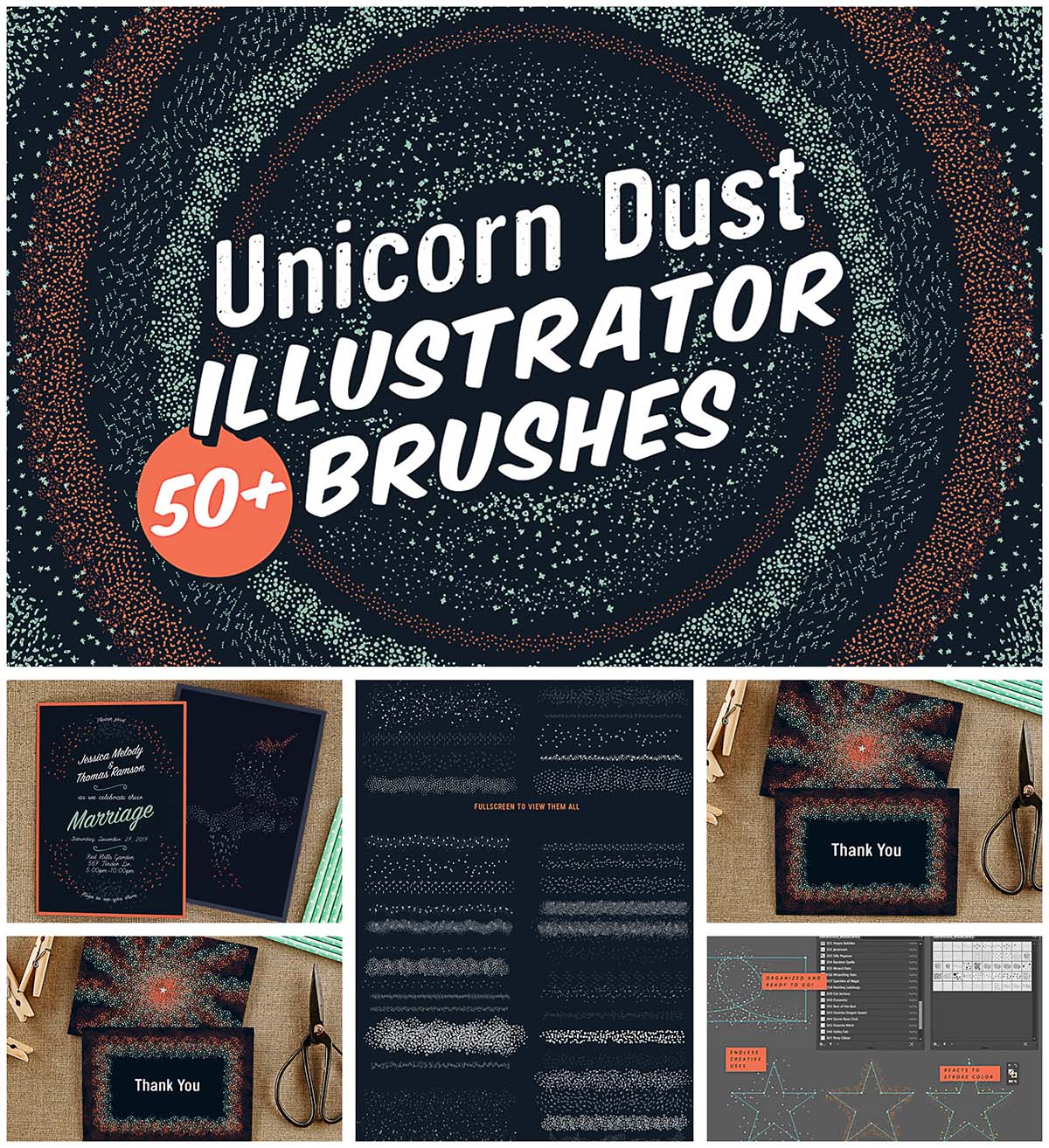 Unicorn dust brushes collection