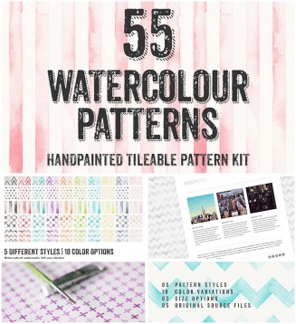 55 Watercolor cute patterns 