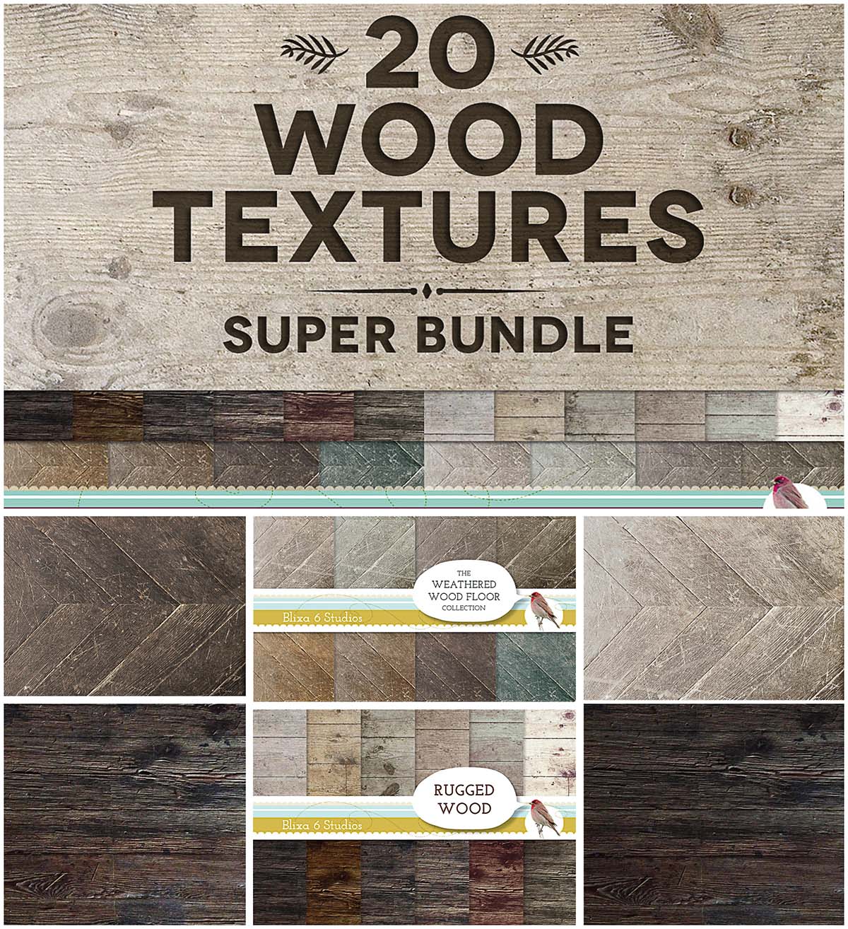 20 wooden textures set