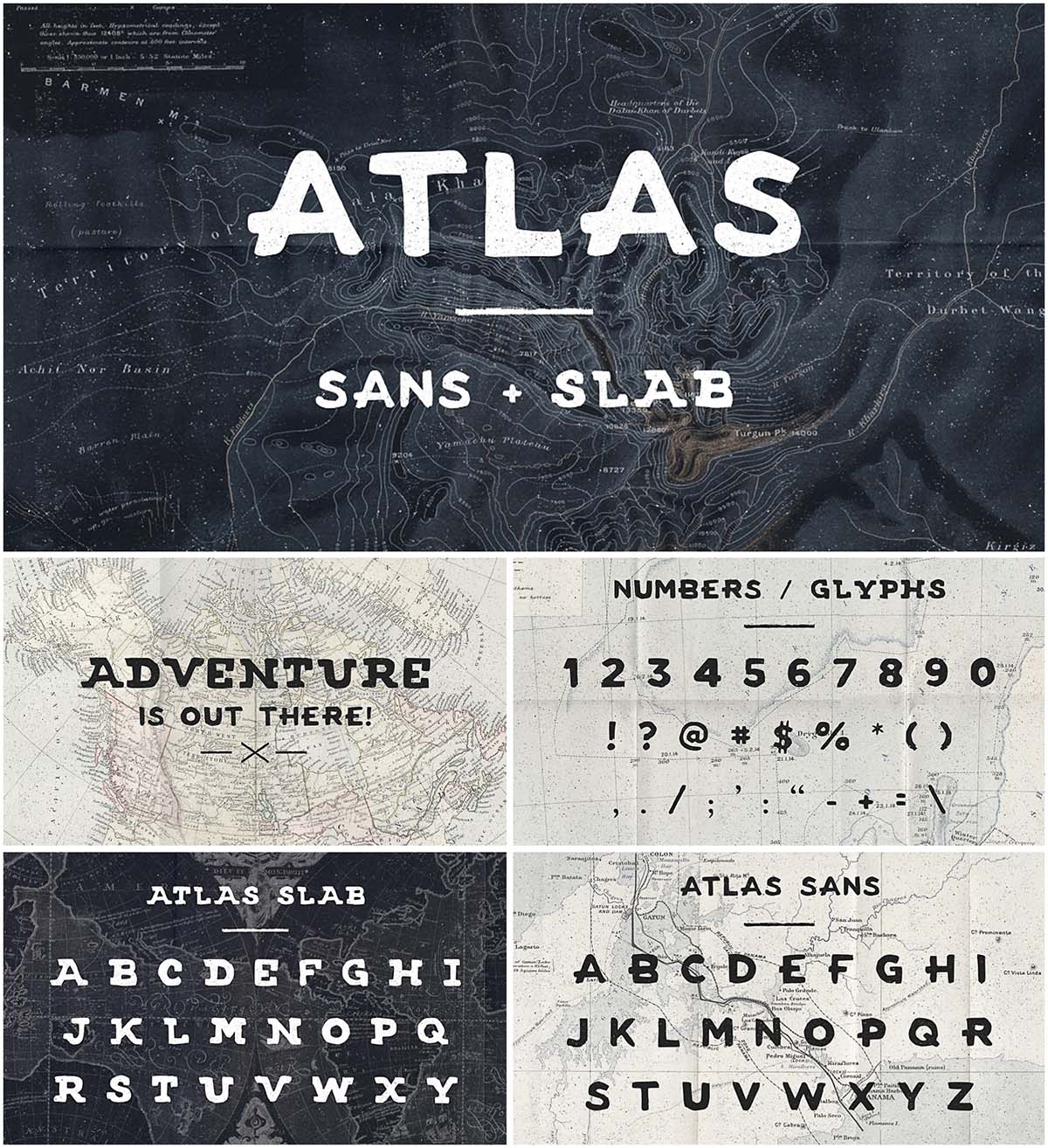 Atlas sans slab vintage font