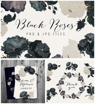Black roses handmade illustrations
