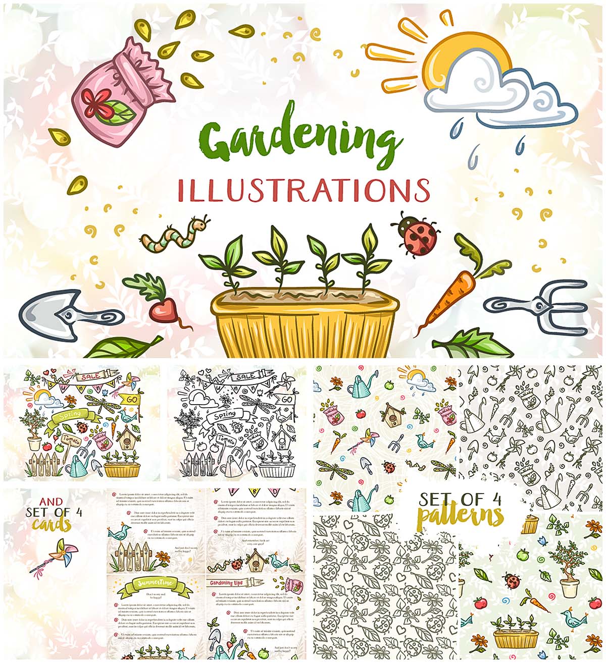 gardening illustrations collection