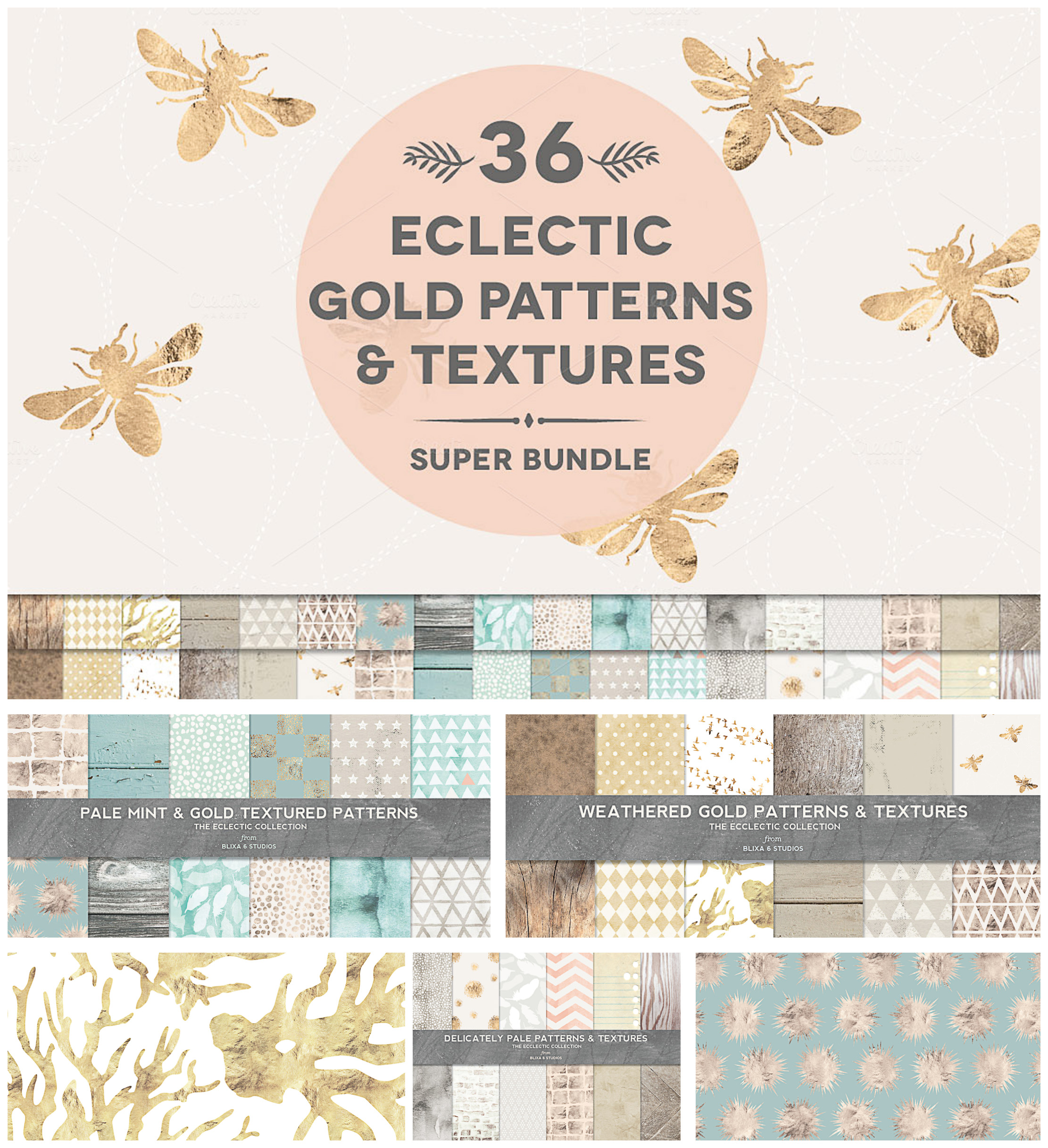 Weathered and gold texture collection