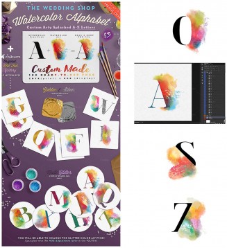 Watercolor wedding alphabet 