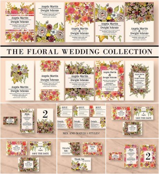 Floral wedding invitation cards 