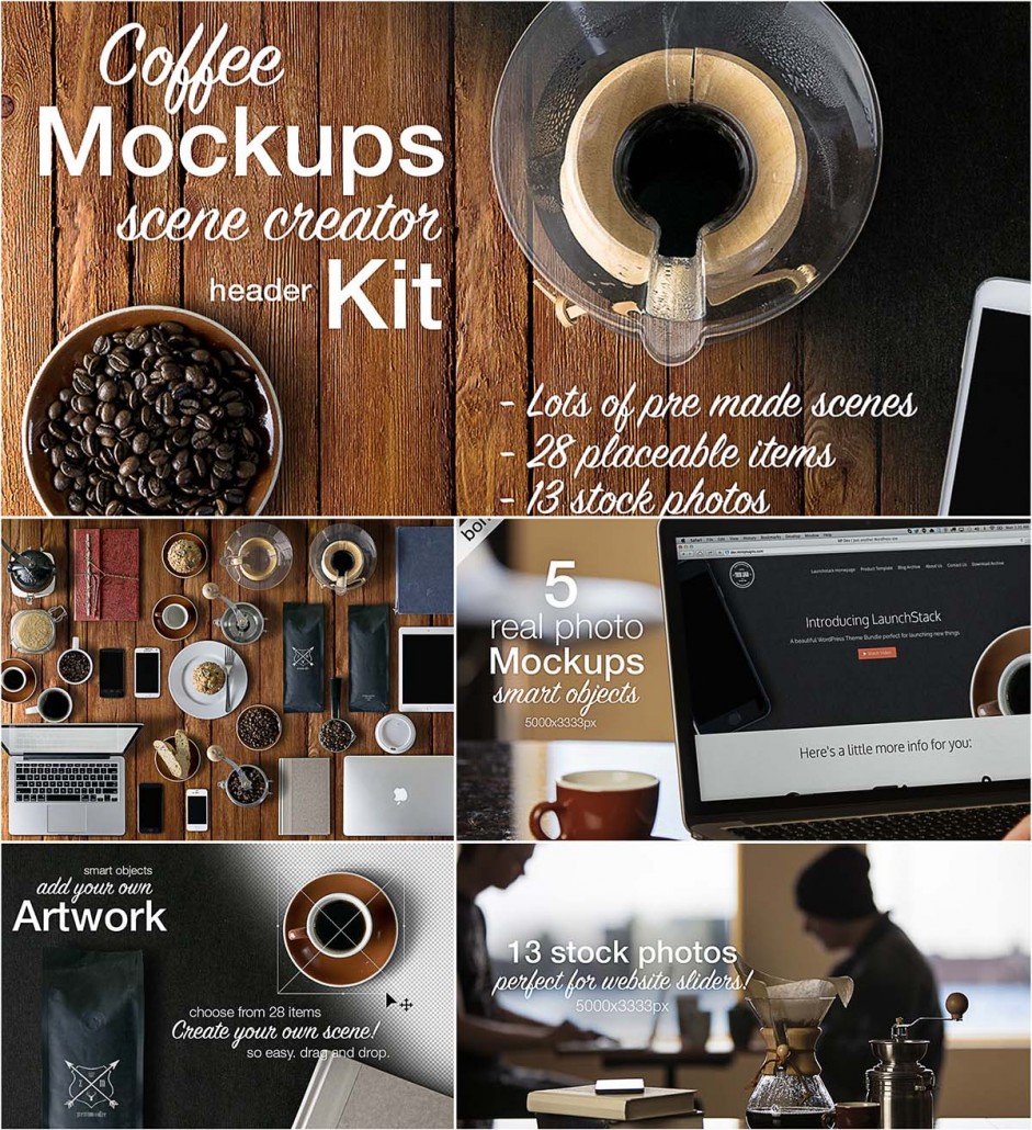 Download Coffee shop mockups scene creator bundle | Free download